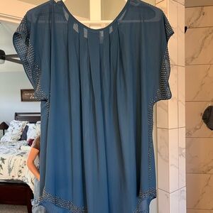 Blue Women's Top with Rhinestone Accents